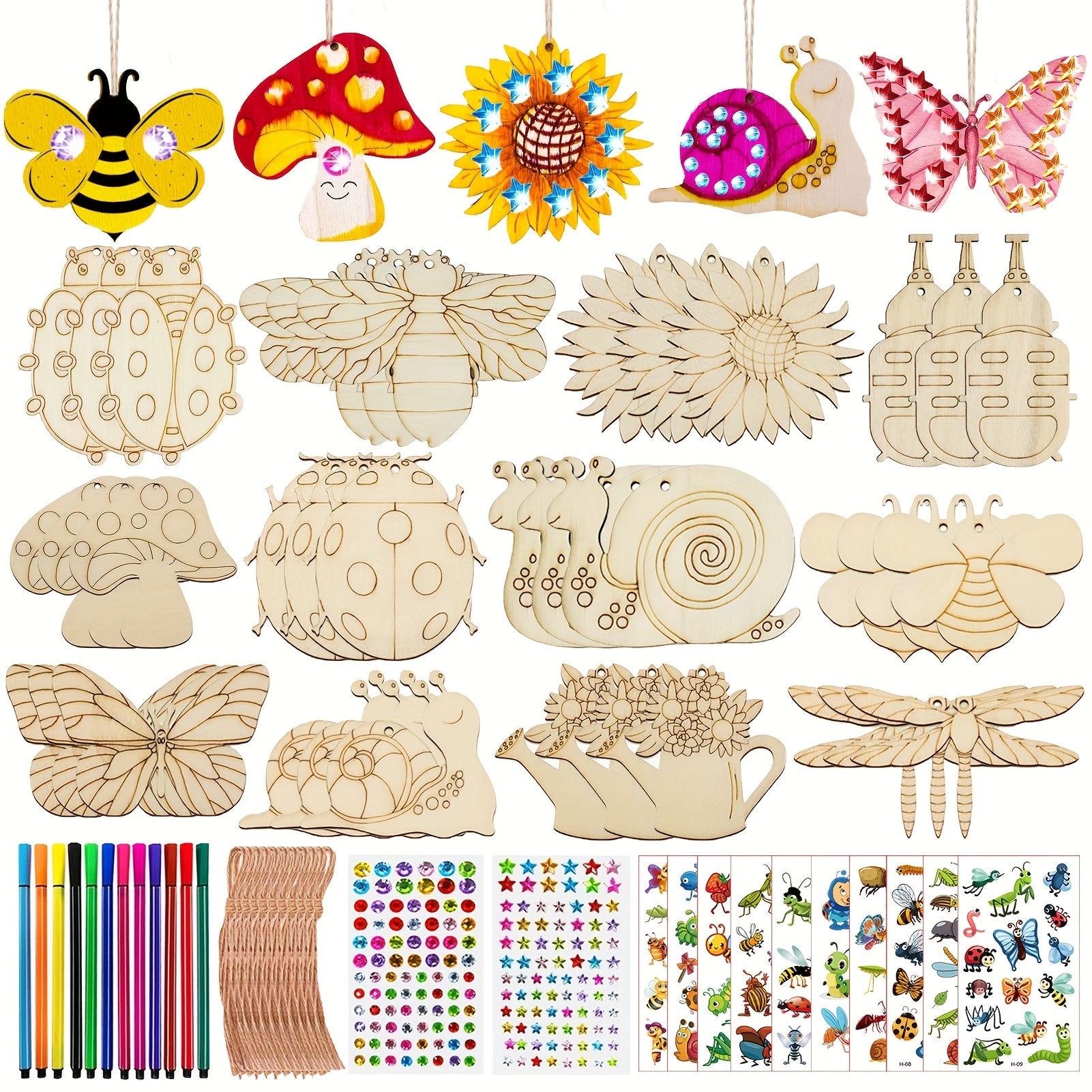 Wooden Animal Crafts Set for Kids - 288pcs Creative Toy