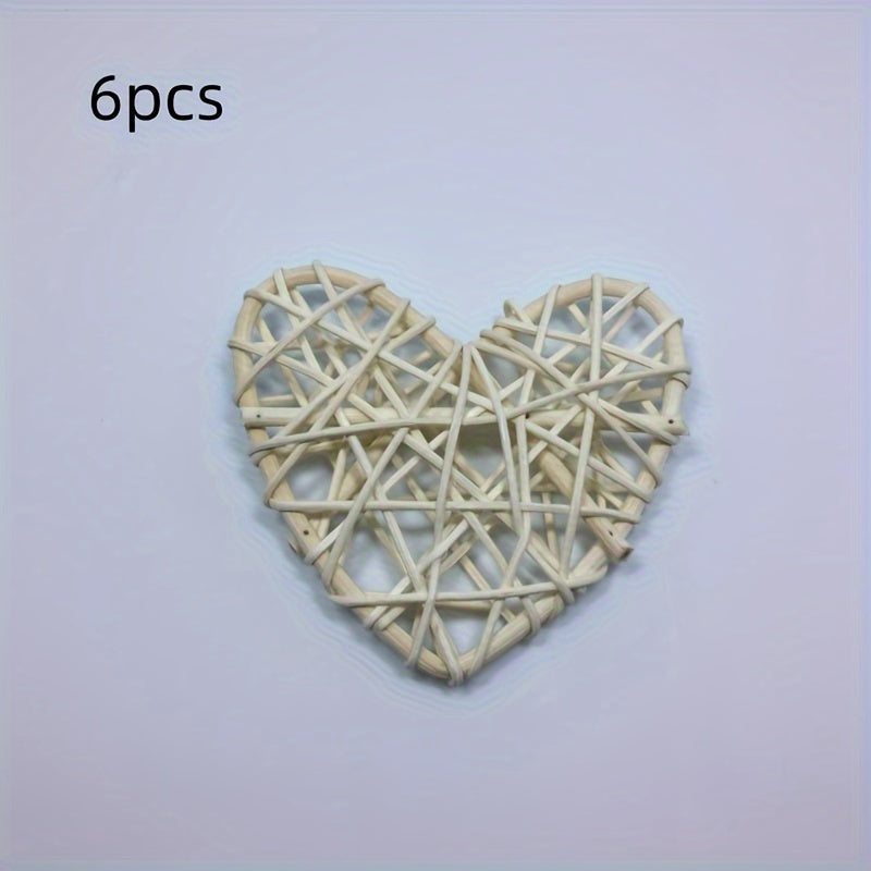 6pcs Heart Rattan Decorative Balls with Willow Sticks