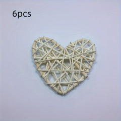 6pcs Heart Rattan Decorative Balls with Willow Sticks