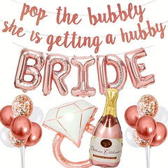 Bachelorette Party Decorations Kit Bride Balloons Banner Ring & Champagne