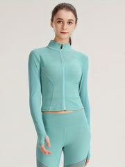 Women's Slim Fit Full Zip Yoga Jacket with Thumb Hole