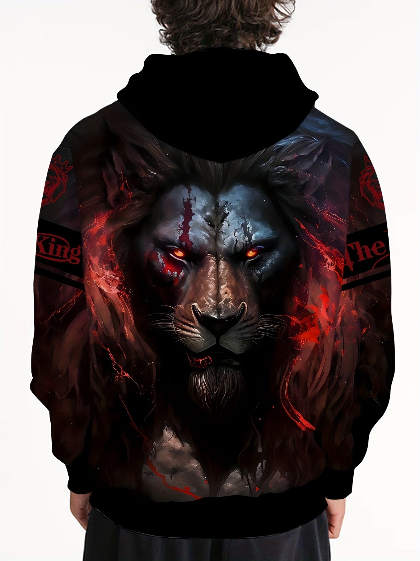 Lion 3D Print Hoodies For Men Graphic Hoodie With Kangaroo Pocket