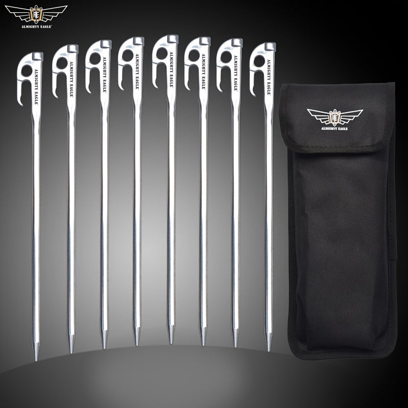 8pcs High Strength Stainless Steel Ground Nails for Camping Tent