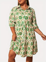 Floral Print Button-Up Maxi Dress with Puff Sleeves