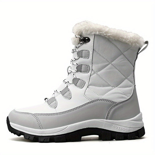 Women's Plush Lined Snow Boots Waterproof Thermal Lace Up Winter Outdoor Shoes