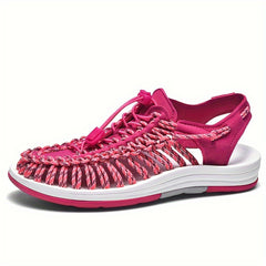 Women's Colorful Woven Rope Slip on Summer Sandals