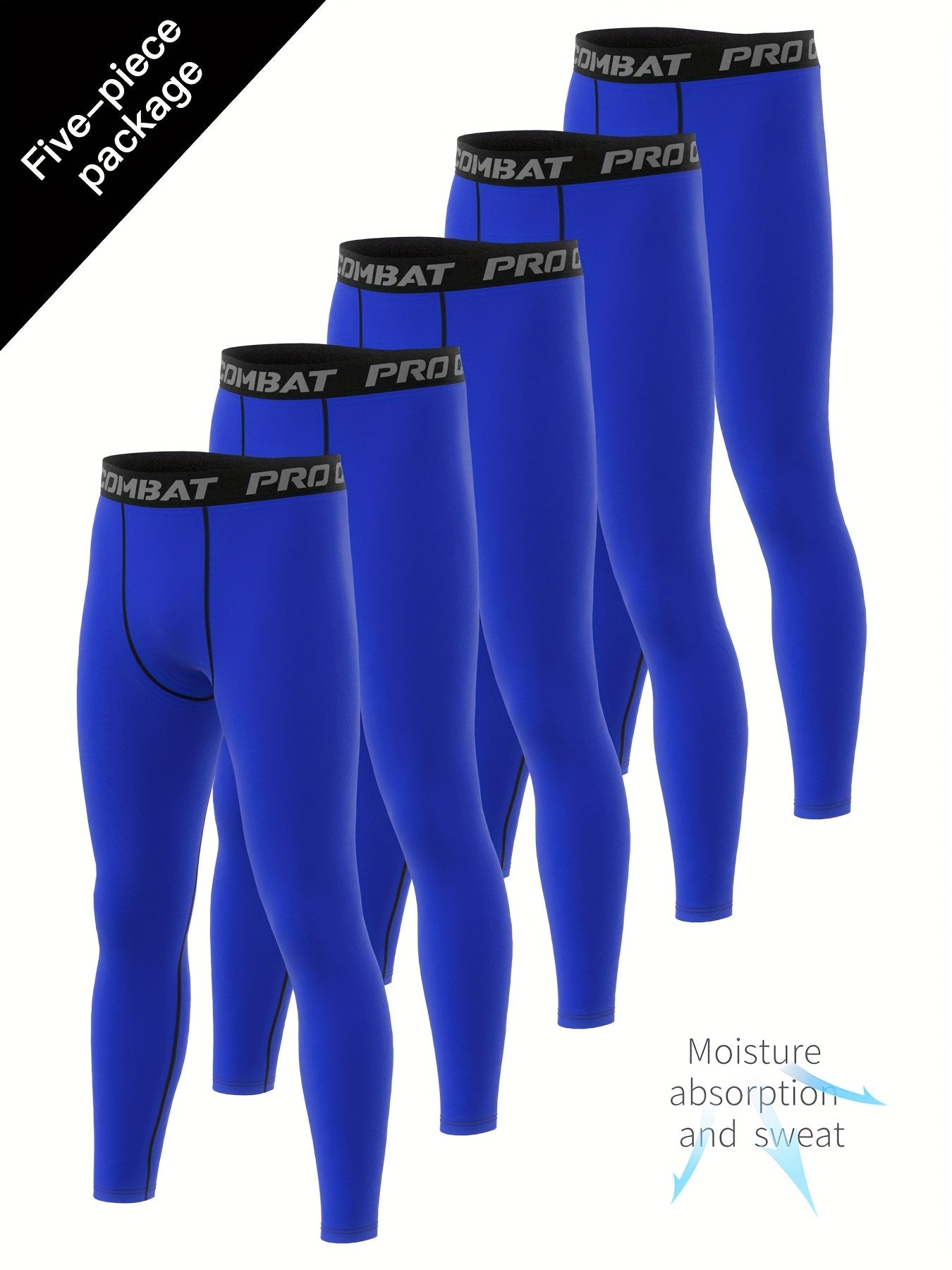 Men's 5pcs High Stretch Leggings Quick Dry Sports Compression Pants
