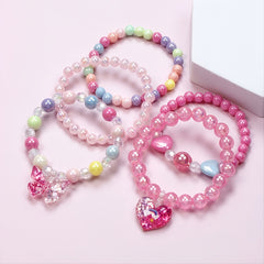 5pcs Butterfly Love Beaded Bracelet Set For Kids