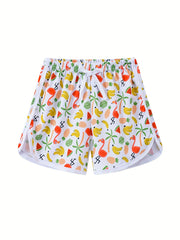Girls Tropical Print Drawstring Pants for Summer Beach