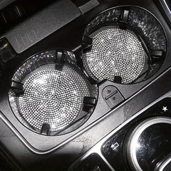 2pcs Car Non-slip Coaster with Artificial Diamond Design