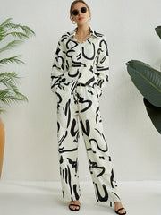 Abstract Print Casual Two piece Set