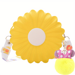 Girls Flower Silicone Zipper Messenger Bag With Bowknot Pendant