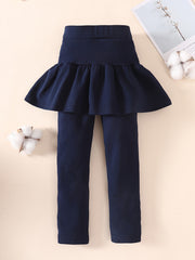 Toddler Girls Fleece-Lined Leggings with Ruffled Skirt