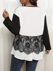 Colorblock Lace Long Sleeve Top
