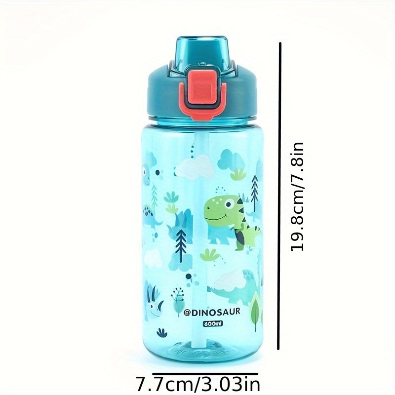 600ml Cartoon Leakproof Water Cup with Straw for Outdoor Sports
