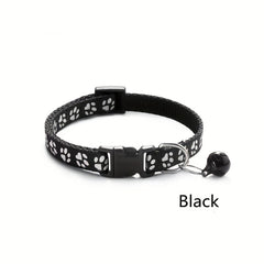 Adjustable Printed Cat Collar with Bell - Quick Release and Safe