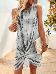 Tie Dye Twist Front Sleeveless Dress