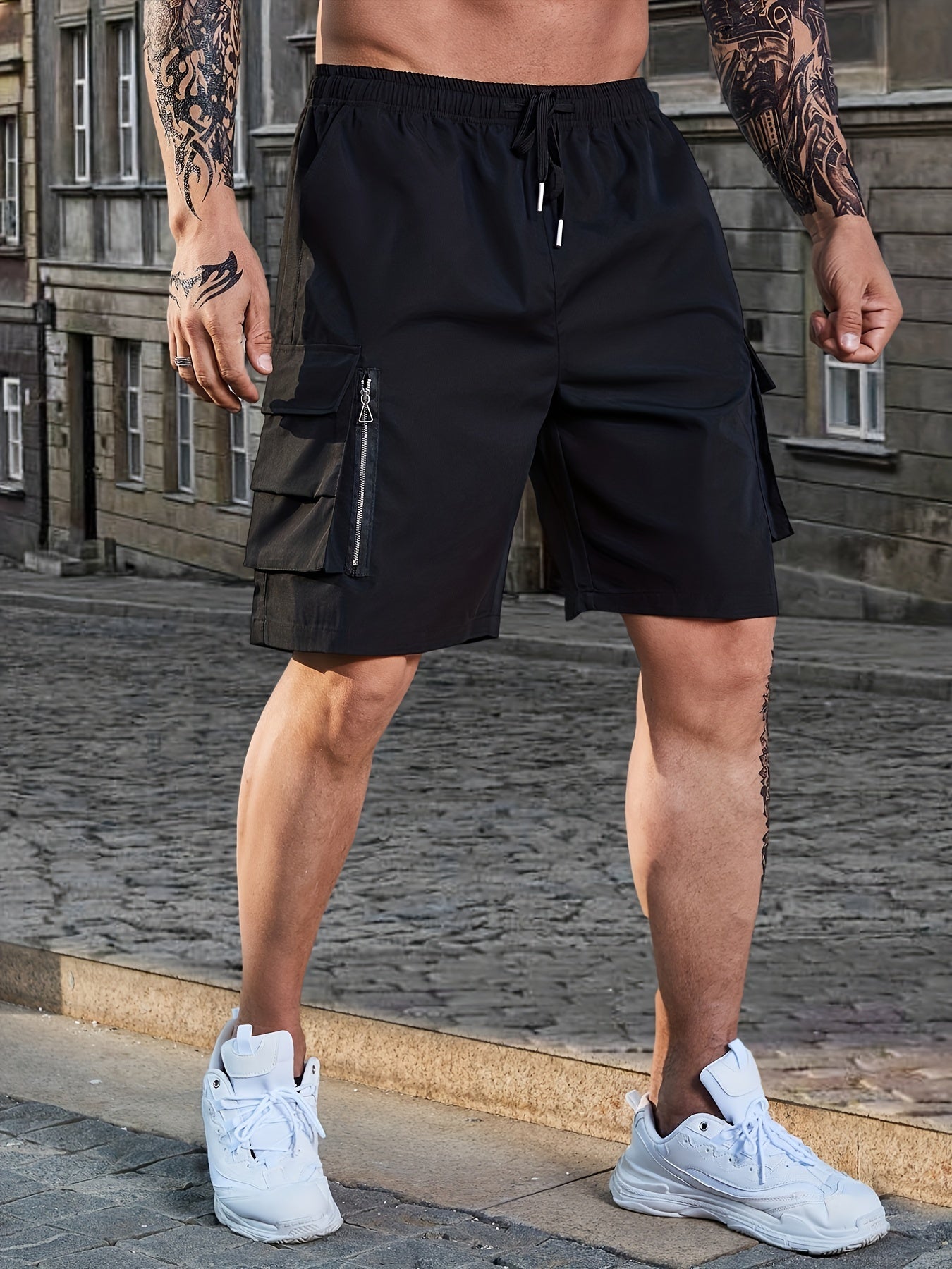 Men's Casual Solid Waist Drawstring Shorts For Summer
