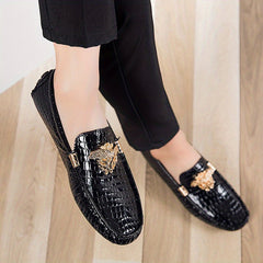 Men's Metallic Decor Moc Toe Loafers
