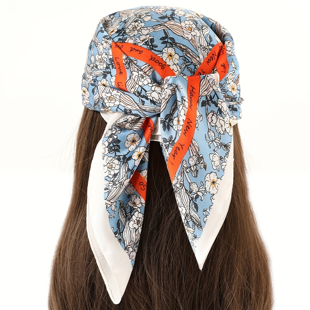 Floral Bandana Square Scarf Satin Shawl Head Wrap