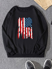 US Flag Print Sweatshirt Men's Casual Pullover Sweatshirt For Spring Fall