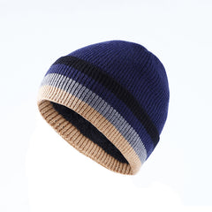 Fleece Cuffed Knitted Hat Outdoor Sports Warm Cap