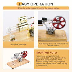 Mini Stirling Engine Motor Kit LED Generator Science Kit