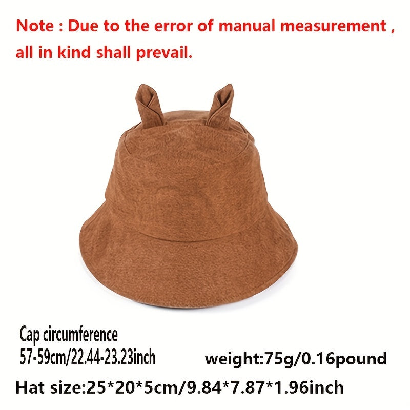 Bunny Ears Bucket Hat Solid Rabbit Sun Hat Lightweight Travel Beach Hats