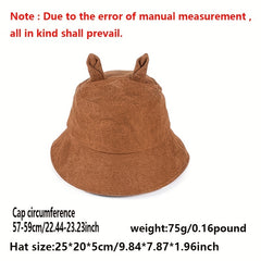 Bunny Ears Bucket Hat Solid Rabbit Sun Hat Lightweight Travel Beach Hats