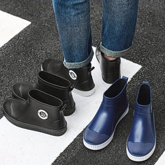 Women's Low Calf Rain Boots Anti-skid & Waterproof Round Toe Shoes