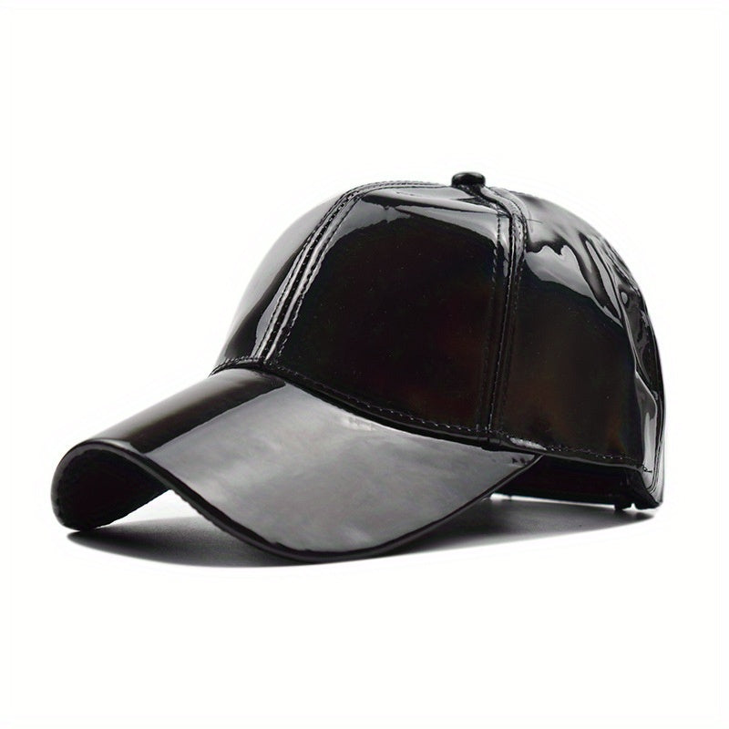 Men's PU Light Laser Baseball Cap Waterproof Peaked Dad's Hat