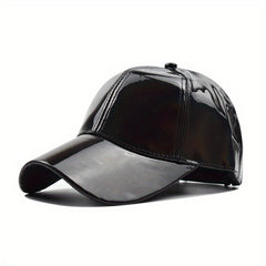 Men's PU Light Laser Baseball Cap Waterproof Peaked Dad's Hat