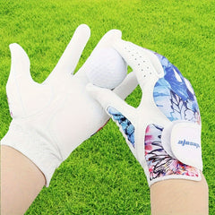 Women's Golf Gloves Flower Print Non-Slip Athletic Gloves