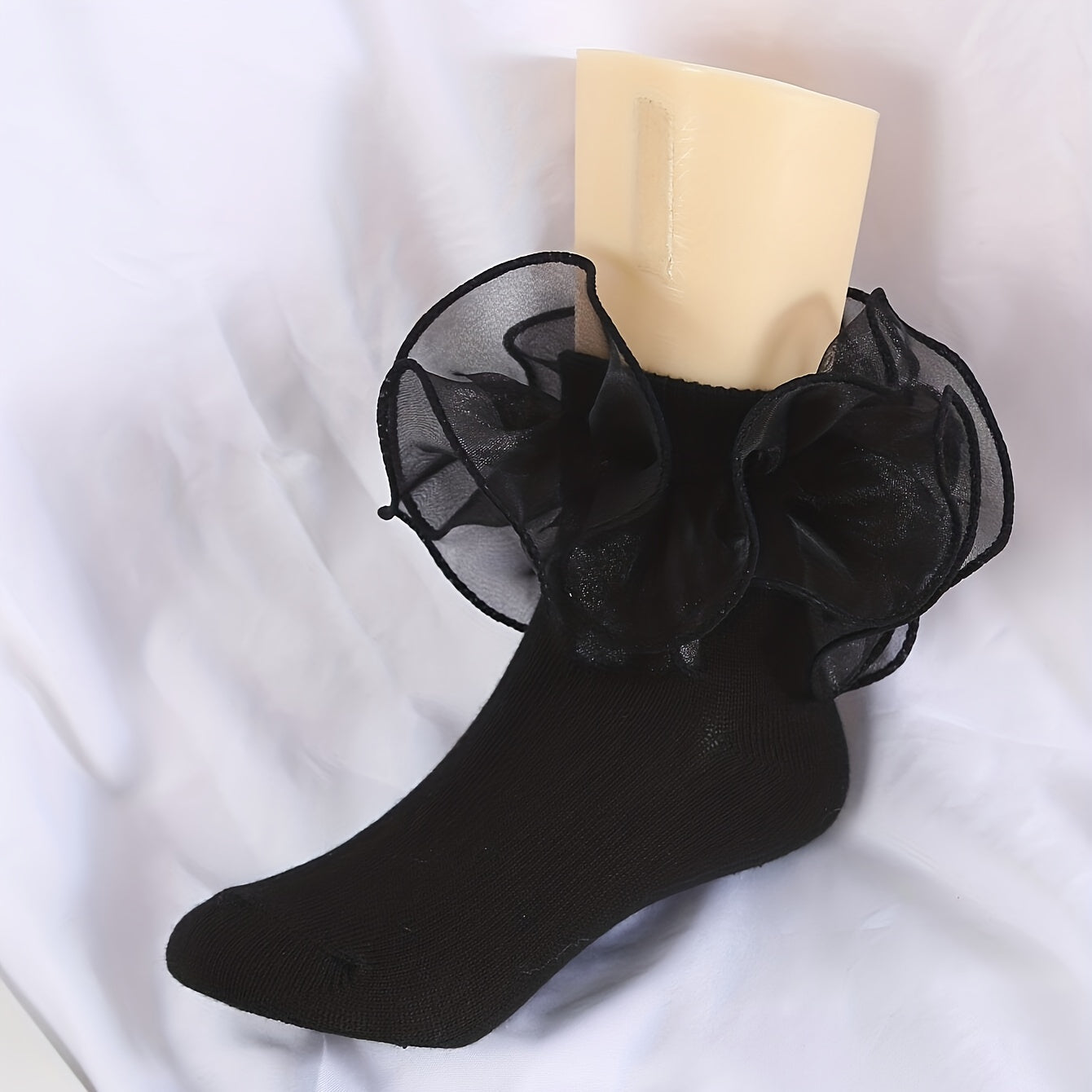 Kids Lace Dance Short Socks Large Flowers