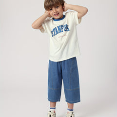 Boys Elastic Cropped Jeans Summer Pants