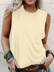 Sleeveless Crew Neck Tank Top for Women