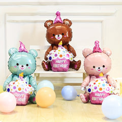 1pc 4D Sitting Cake Bear Cartoon Balloon Decoration