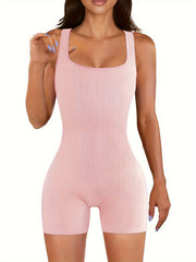 Casual Yoga Jumpsuit Square Neck High Stretch Fitness Yoga Romper
