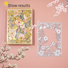 Rectangular Frame Flowers Stars Background Metal Cutting Mold Template DIY Album