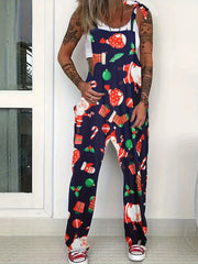 Floral Print Tie Shoulder Stretch Jumpsuit