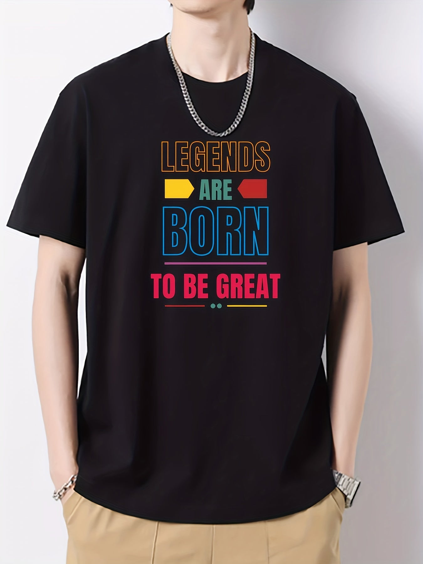 Men's Cotton Letter Print Crew Neck Active T-shirt