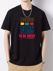 Men's Cotton Letter Print Crew Neck Active T-shirt