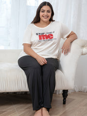 Letter Graphic Tee & Pants Pajama Set