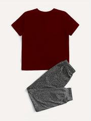 Boy's Casual Outfit Block T shirt & Trousers Set