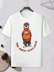 Men's Cartoon Root Bear Pattern T shirt Outdoor Tee