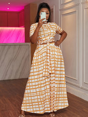 Plaid Print Knot Front 2pcs Set