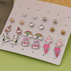 Hypoallergenic Earrings Set 11 Pairs Stud Earrings For Girls