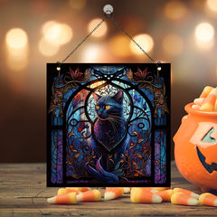 Halloween Acrylic Cat Window Hanging - Holiday Decor