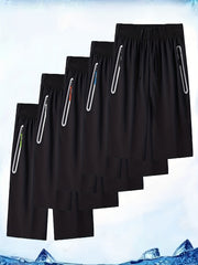 Men's Active Elastic Waist Drawstring Shorts with Zipper Pocket