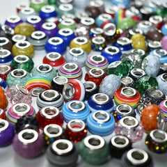 50pcs Mix European Beads Large Hole Crystal Glass Spacer Beads